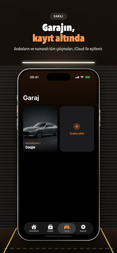 Künye satırlı araba kartlarıyla garaj